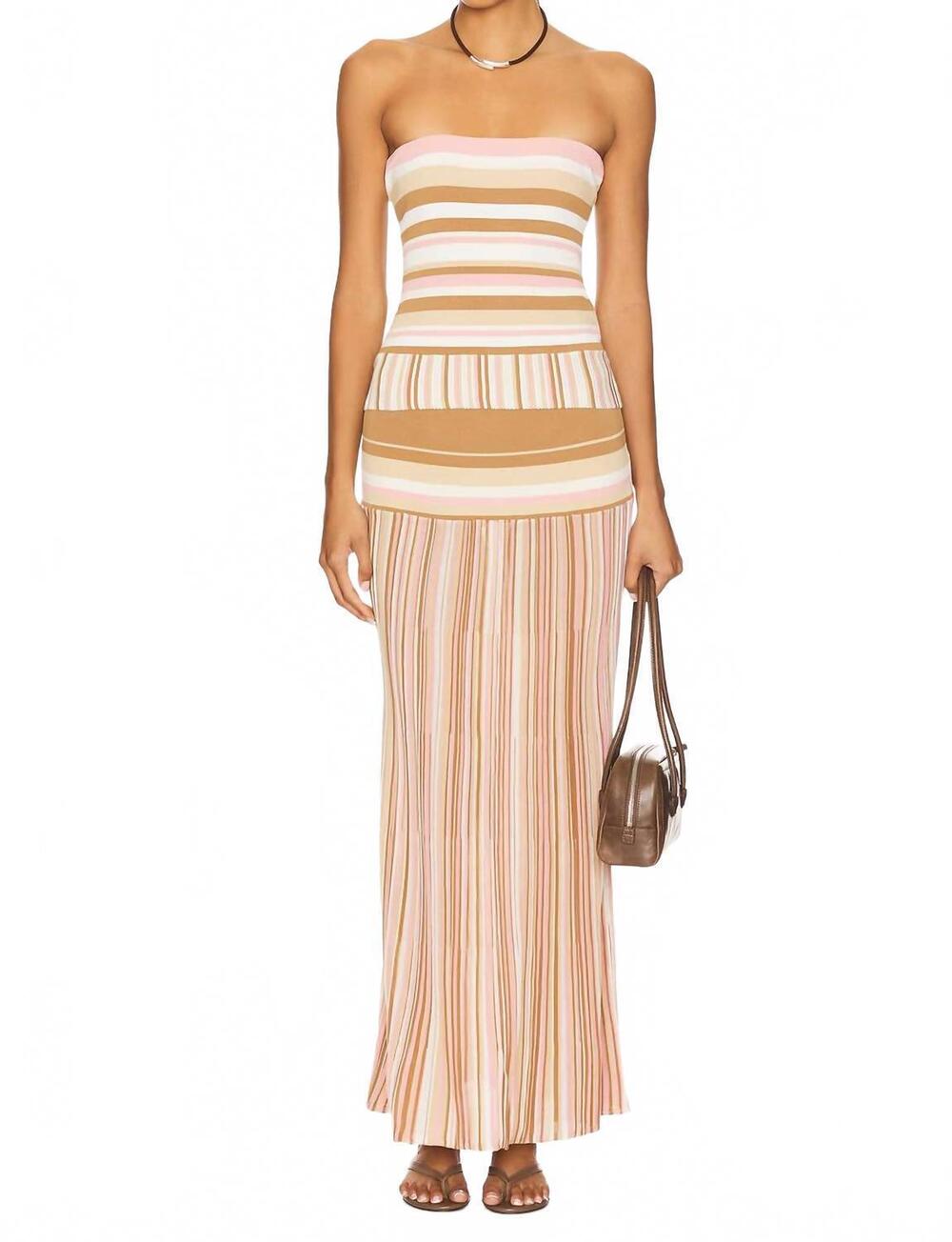 NEW FAITHFULL THE BRAND citara strapless dress in butter stripe